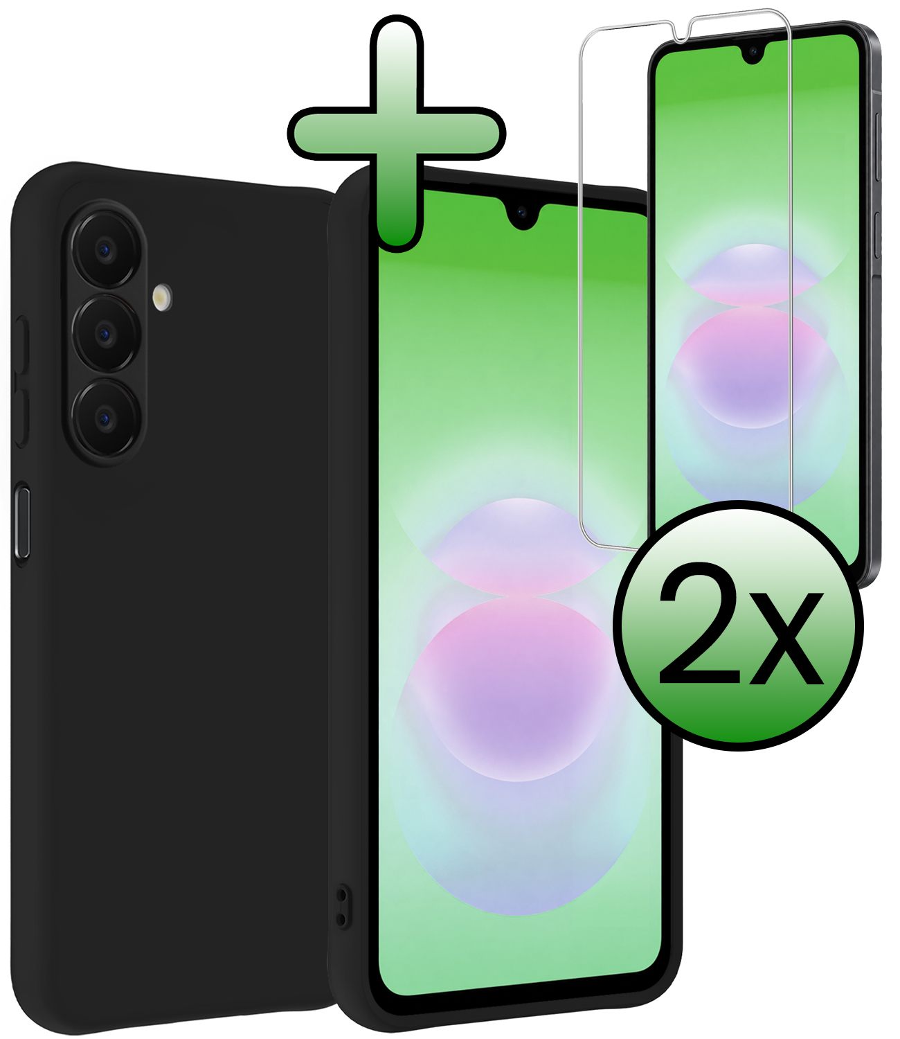 BASEY. BASEY. Samsung Galaxy A18 Hoesje Siliconen Met 2x Screenprotector - Zwart