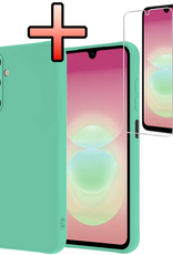 NoXx NoXx Samsung Galaxy A18 Hoesje Siliconen Met Screenprotector - Mintgroen