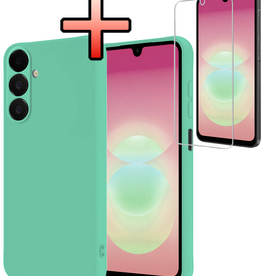 NoXx NoXx Samsung Galaxy A18 Hoesje Siliconen Met Screenprotector - Mintgroen