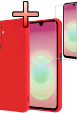NoXx NoXx Samsung Galaxy A18 Hoesje Siliconen Met Screenprotector - Rood