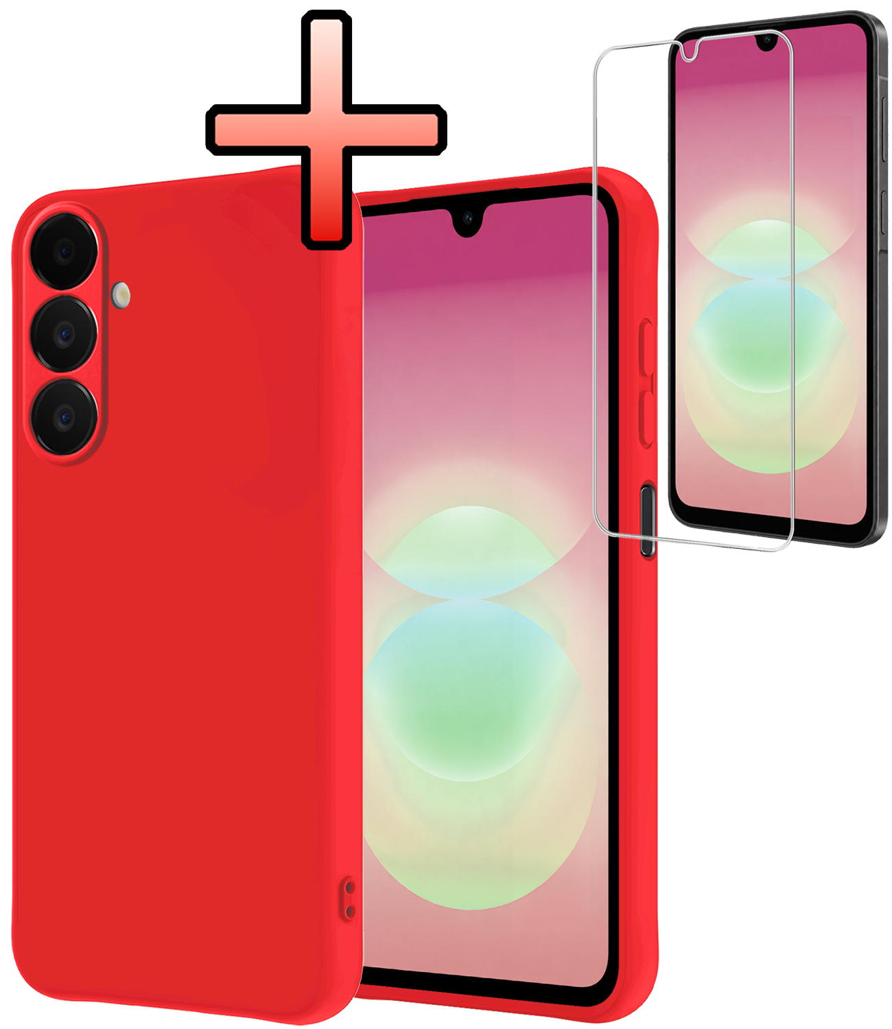 NoXx NoXx Samsung Galaxy A18 Hoesje Siliconen Met Screenprotector - Rood