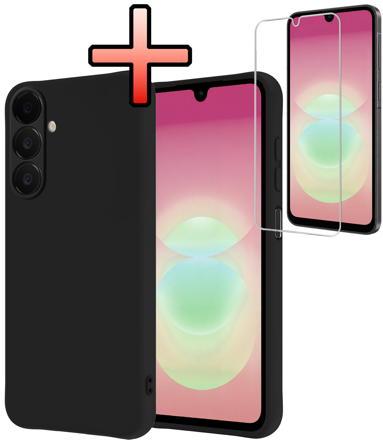 NoXx NoXx Samsung Galaxy A18 Hoesje Siliconen Met Screenprotector - Zwart