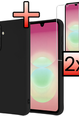 NoXx NoXx Samsung Galaxy A18 Hoesje Siliconen Met 2x Screenprotector - Zwart