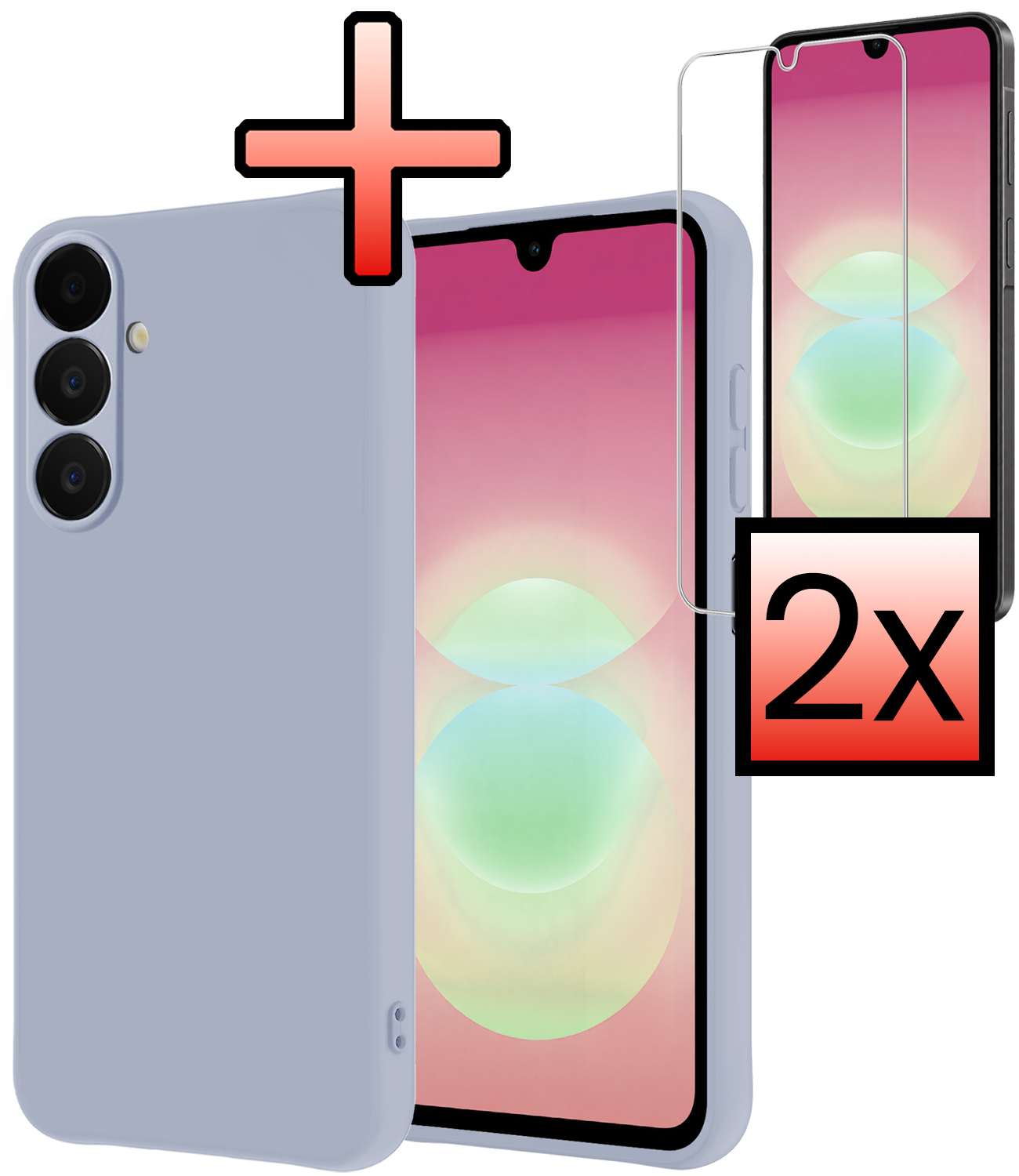 NoXx NoXx Samsung Galaxy A18 Hoesje Siliconen Met 2x Screenprotector - Lila