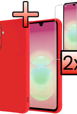 NoXx NoXx Samsung Galaxy A18 Hoesje Siliconen Met 2x Screenprotector - Rood