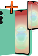 Nomfy Nomfy Samsung Galaxy A18 Hoesje Siliconen Met Screenprotector - Mintgroen