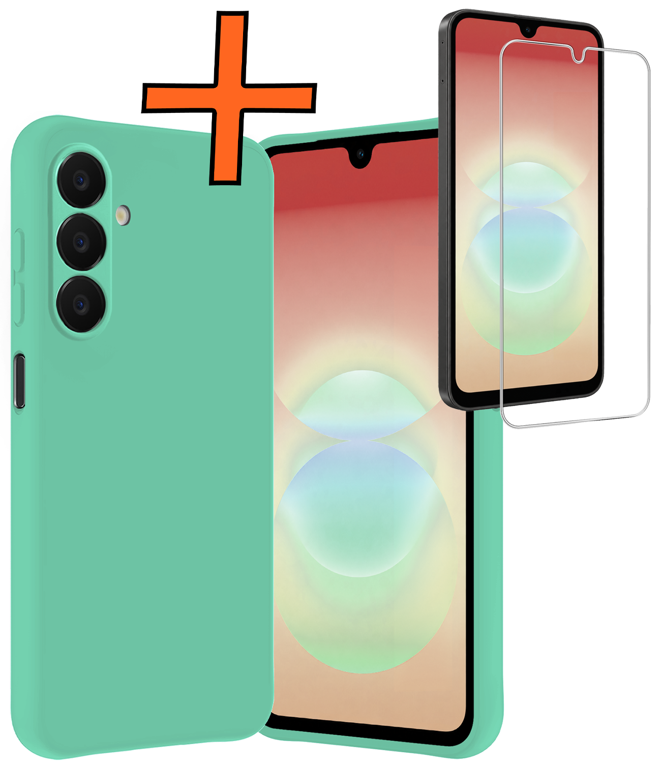 Nomfy Nomfy Samsung Galaxy A18 Hoesje Siliconen Met Screenprotector - Mintgroen