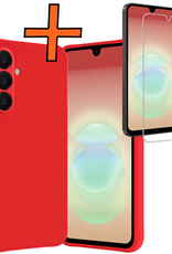 Nomfy Nomfy Samsung Galaxy A18 Hoesje Siliconen Met Screenprotector - Rood