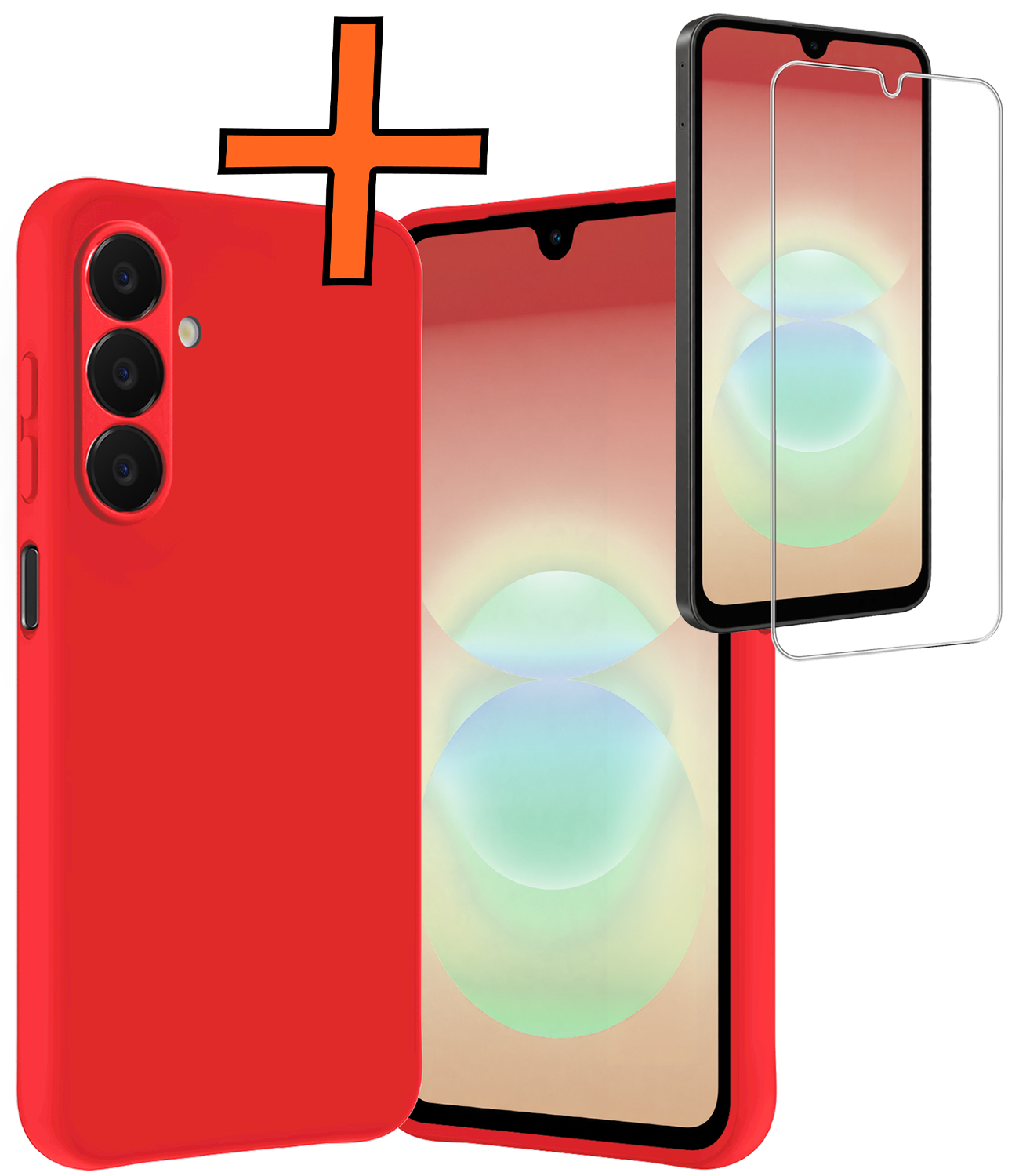 Nomfy Nomfy Samsung Galaxy A18 Hoesje Siliconen Met Screenprotector - Rood