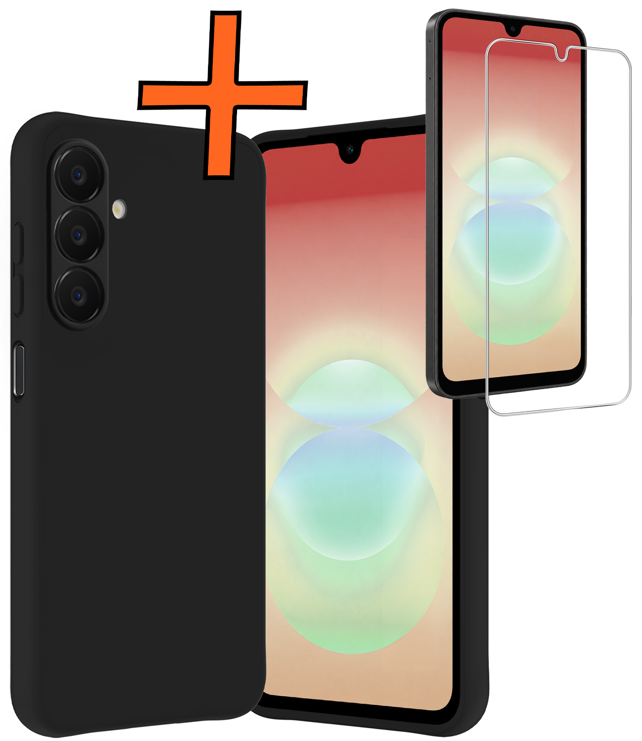 Nomfy Nomfy Samsung Galaxy A18 Hoesje Siliconen Met Screenprotector - Zwart