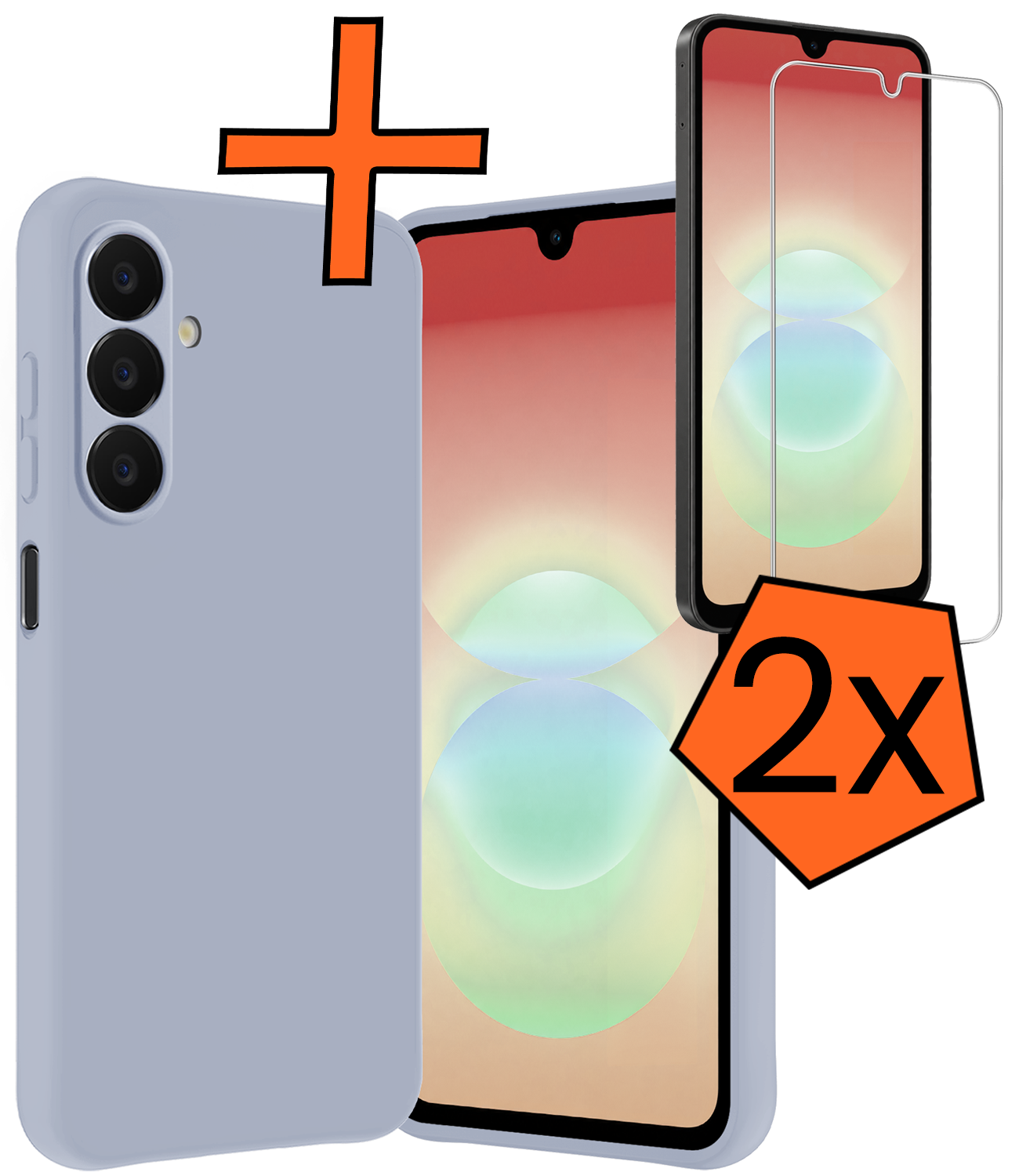 Nomfy Nomfy Samsung Galaxy A18 Hoesje Siliconen Met 2x Screenprotector - Lila