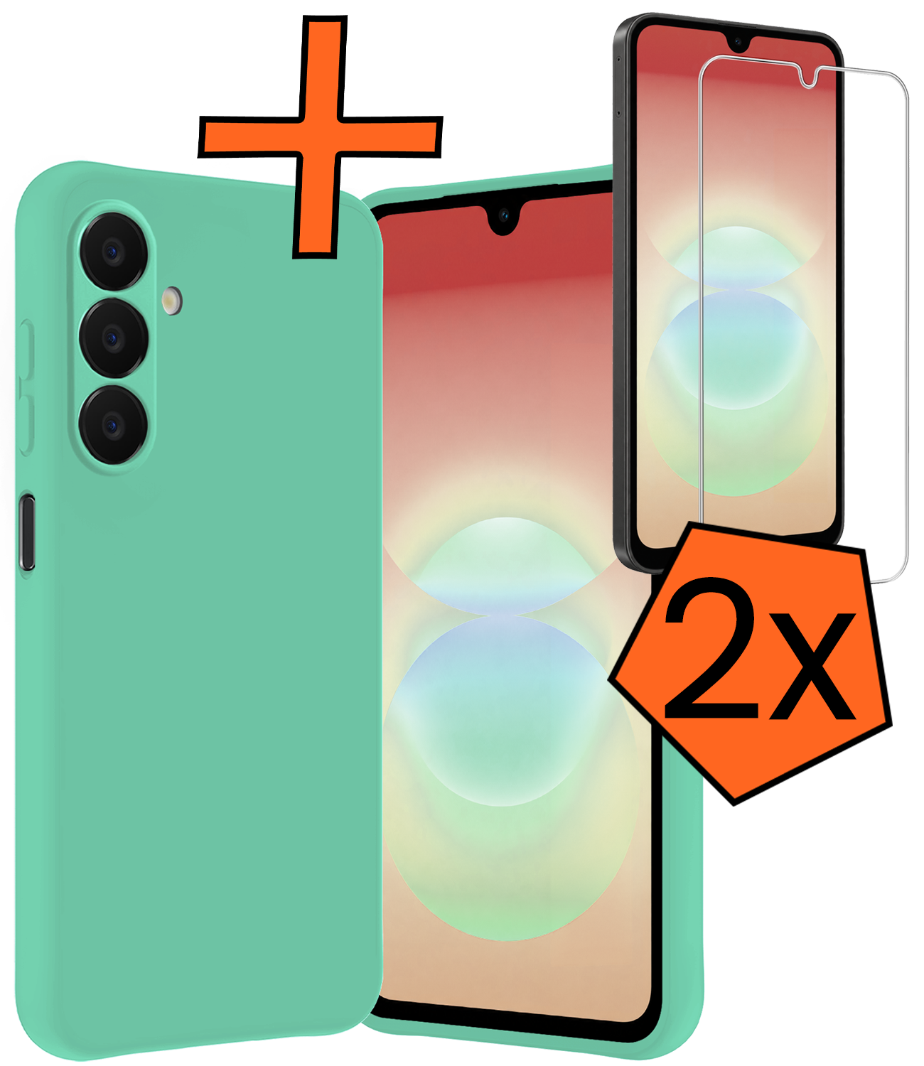 Nomfy Nomfy Samsung Galaxy A18 Hoesje Siliconen Met 2x Screenprotector - Mintgroen