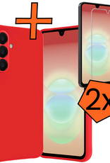 Nomfy Nomfy Samsung Galaxy A18 Hoesje Siliconen Met 2x Screenprotector - Rood