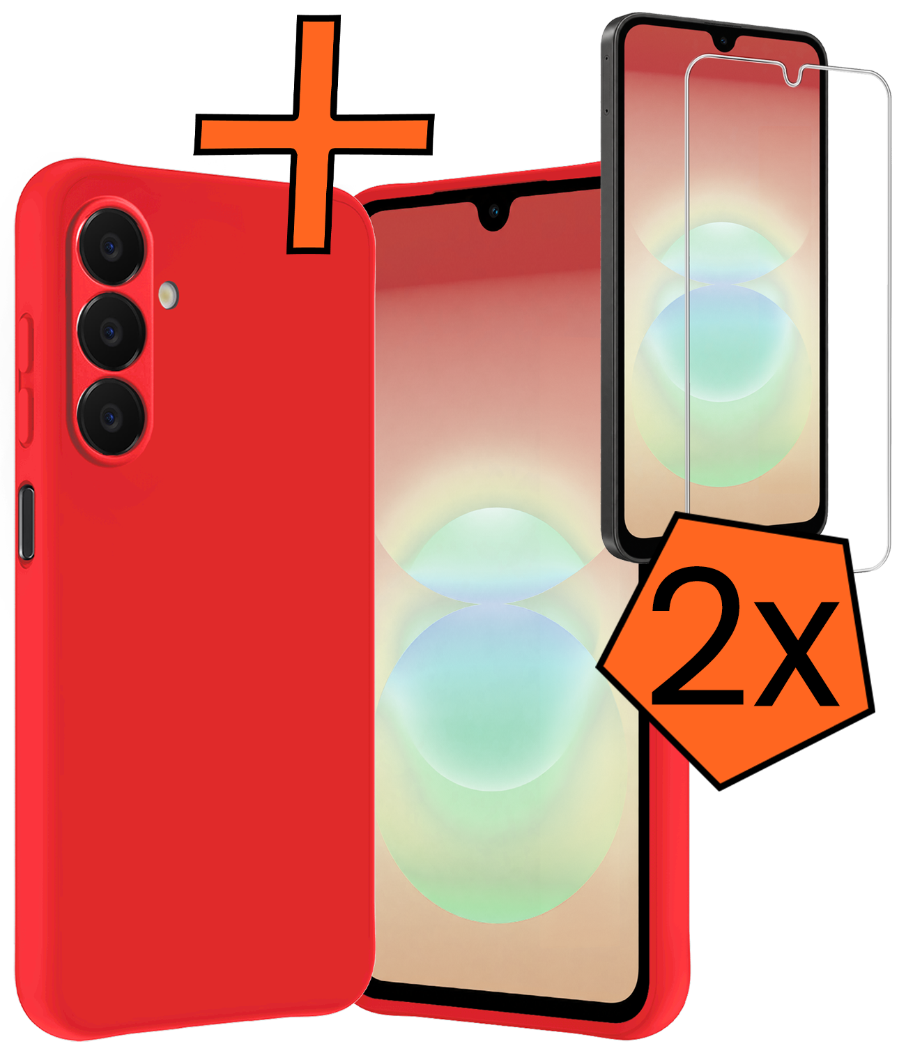 Nomfy Nomfy Samsung Galaxy A18 Hoesje Siliconen Met 2x Screenprotector - Rood