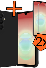 Nomfy Nomfy Samsung Galaxy A18 Hoesje Siliconen Met 2x Screenprotector - Zwart