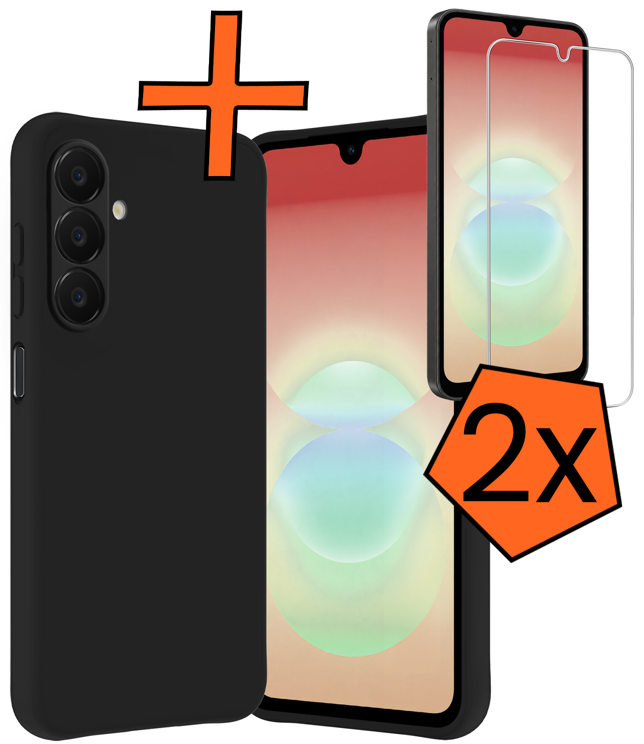Nomfy Nomfy Samsung Galaxy A18 Hoesje Siliconen Met 2x Screenprotector - Zwart