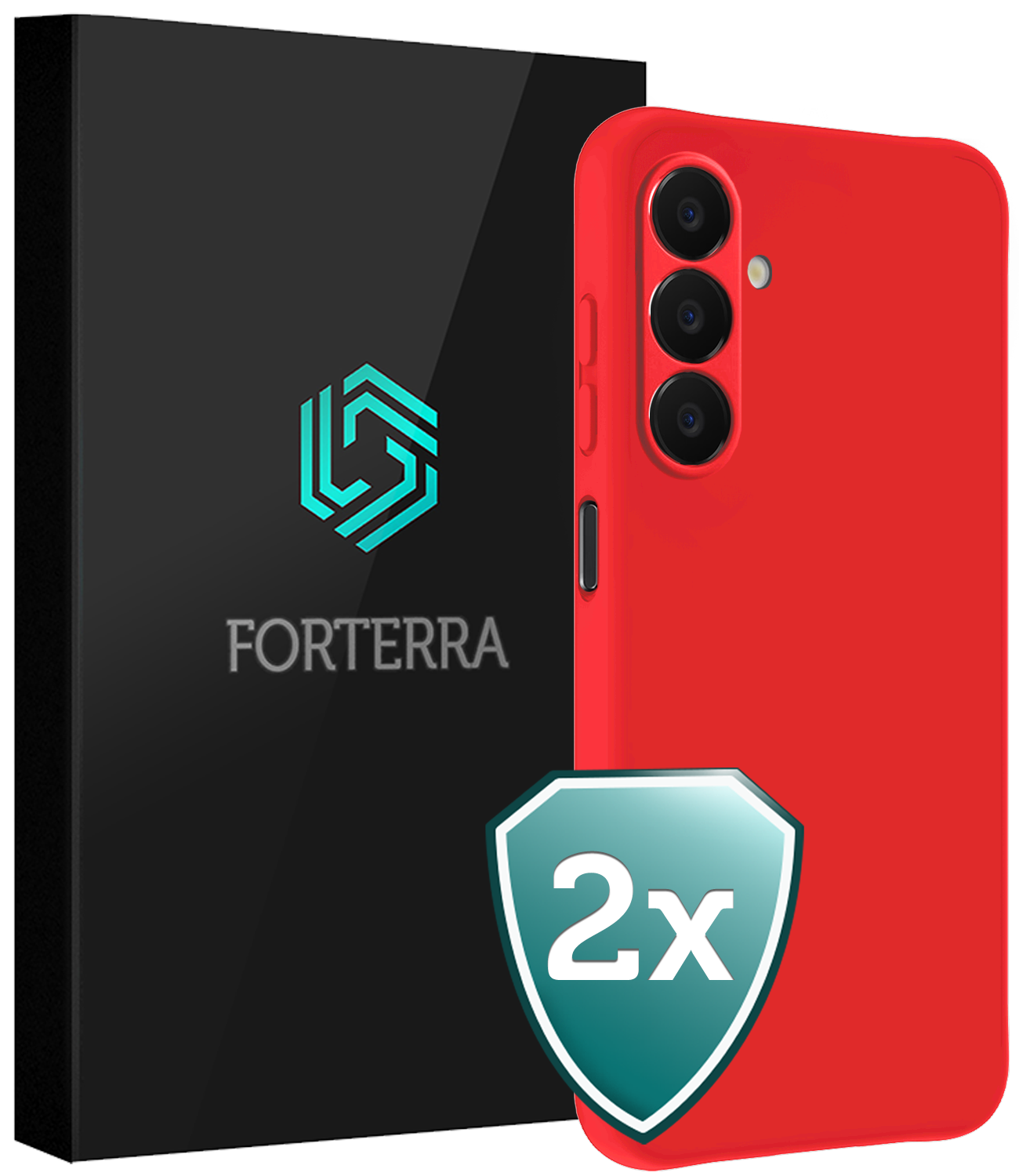 Forterra Forterra Samsung Galaxy A18 Hoesje Siliconen - Rood - 2 PACK