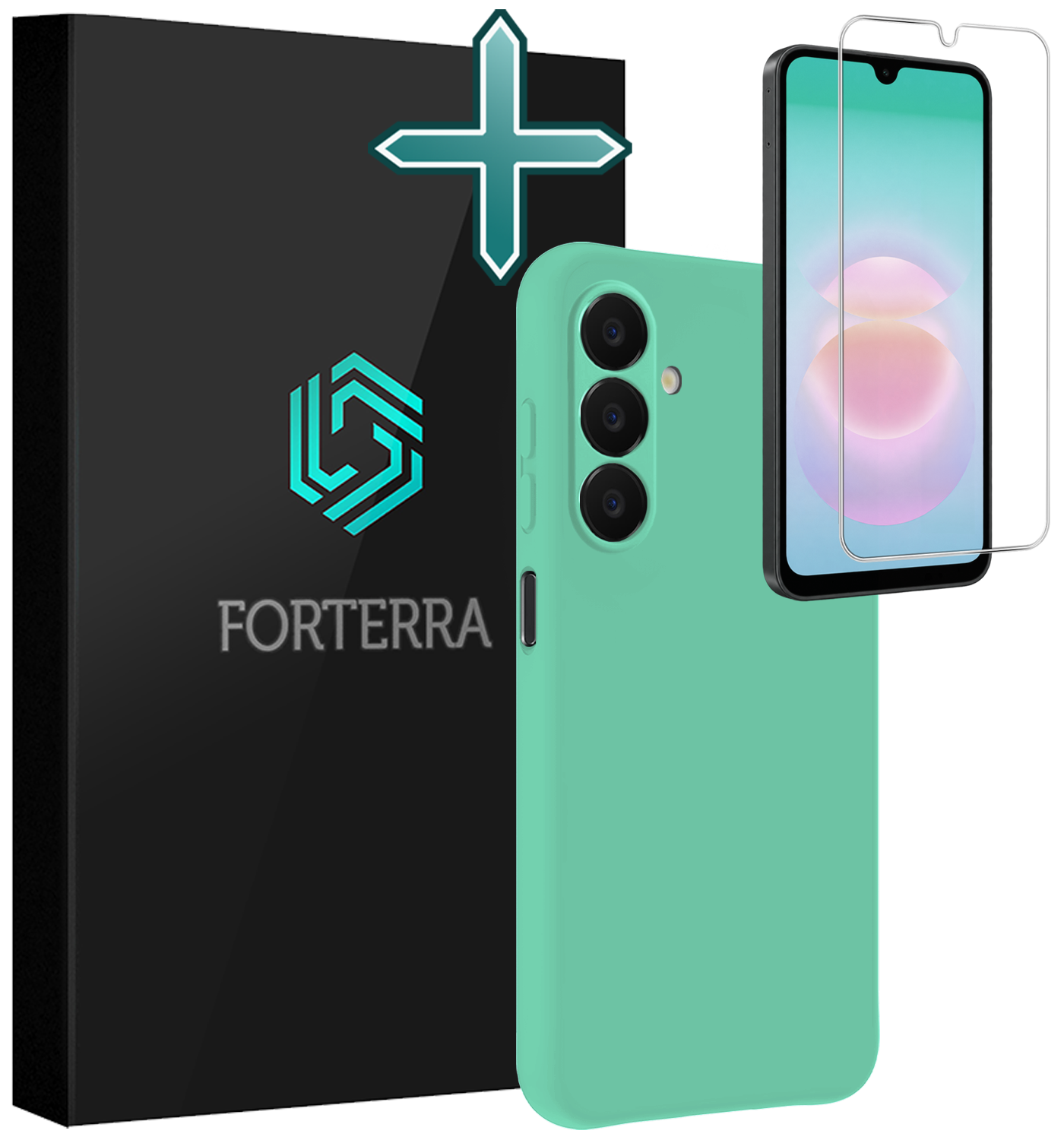 Forterra Forterra Samsung Galaxy A18 Hoesje Siliconen Met Screenprotector - Mintgroen
