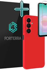 Forterra Forterra Samsung Galaxy A18 Hoesje Siliconen Met Screenprotector - Rood
