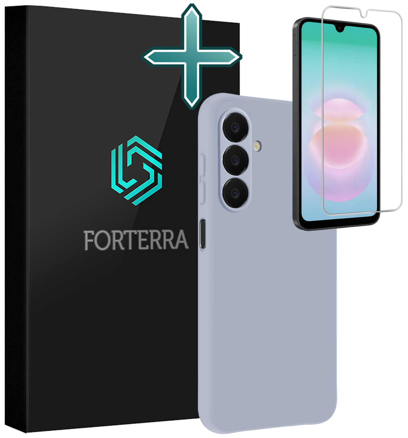 Forterra Forterra Samsung Galaxy A18 Hoesje Siliconen Met Screenprotector - Lila