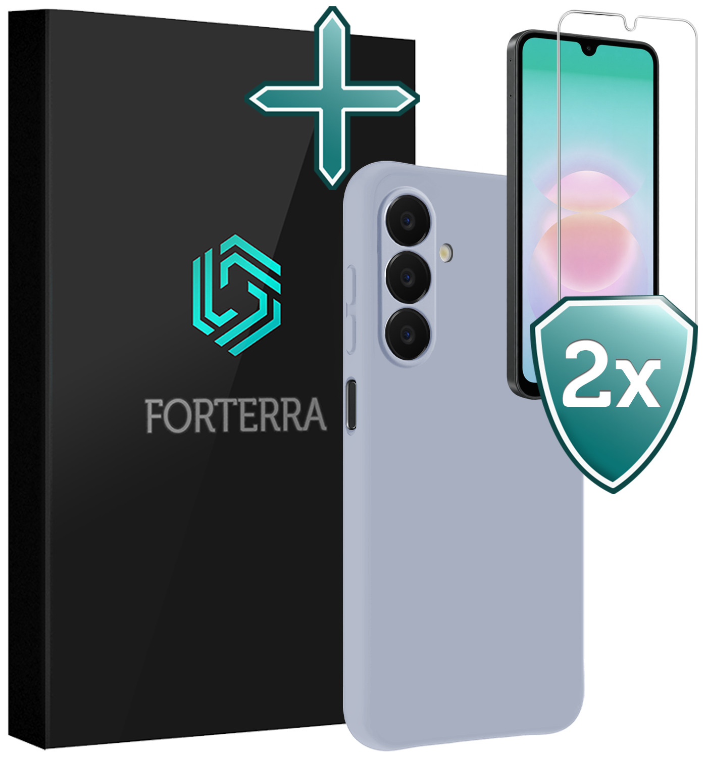 Forterra Forterra Samsung Galaxy A18 Hoesje Siliconen Met 2x Screenprotector - Lila