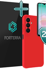 Forterra Forterra Samsung Galaxy A18 Hoesje Siliconen Met 2x Screenprotector - Rood