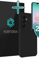 Forterra Forterra Samsung Galaxy A18 Hoesje Siliconen Met 2x Screenprotector - Zwart