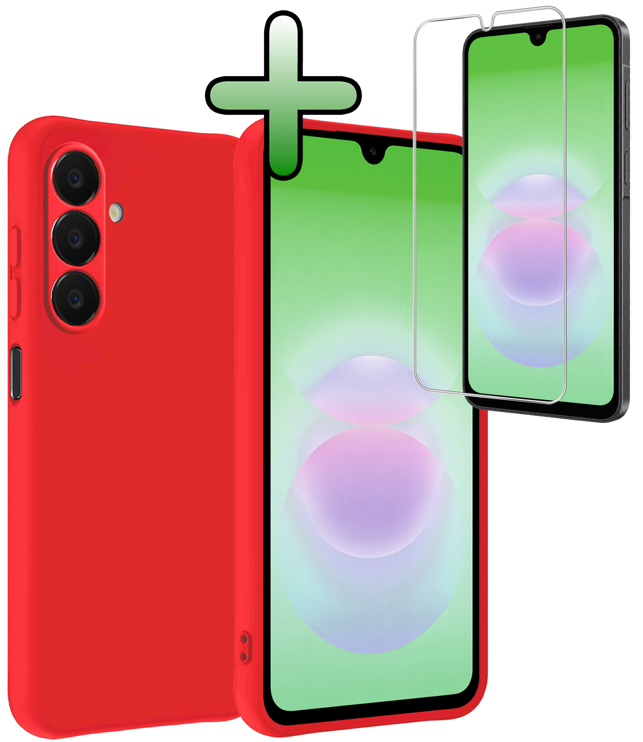 BASEY. BASEY. Samsung Galaxy A18 Hoesje Siliconen Met Screenprotector - Rood