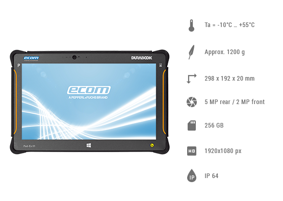Pad-Ex® 01 P8 DZ2 - Windows Tablet - Zone 2 - Ecom