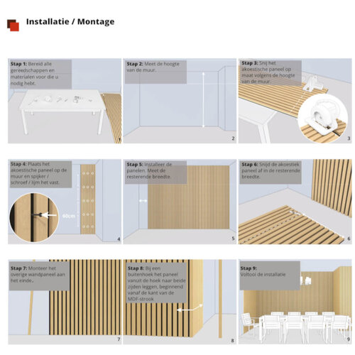 Basics4Home WP-5820 DiepZwart gebeitst eiken op zwart vilt Akoestische wandpanelen