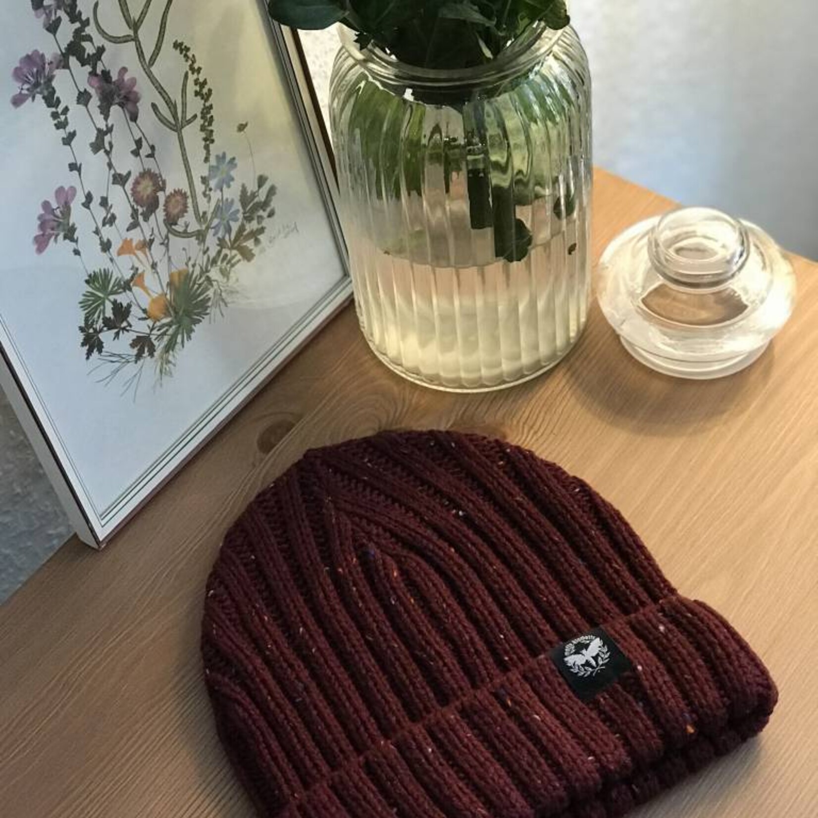 Motte Beanie -bordeaux -gepunktet