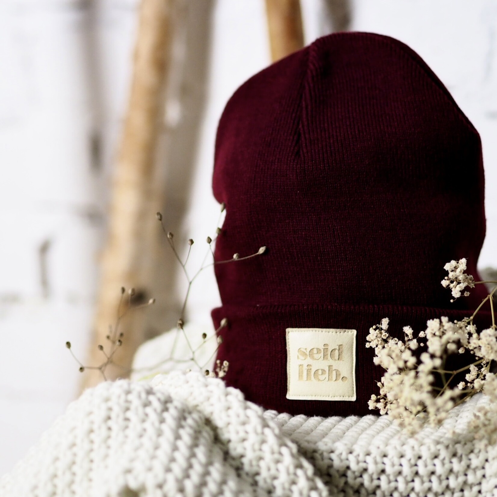 "seid lieb" Beanie bordeaux