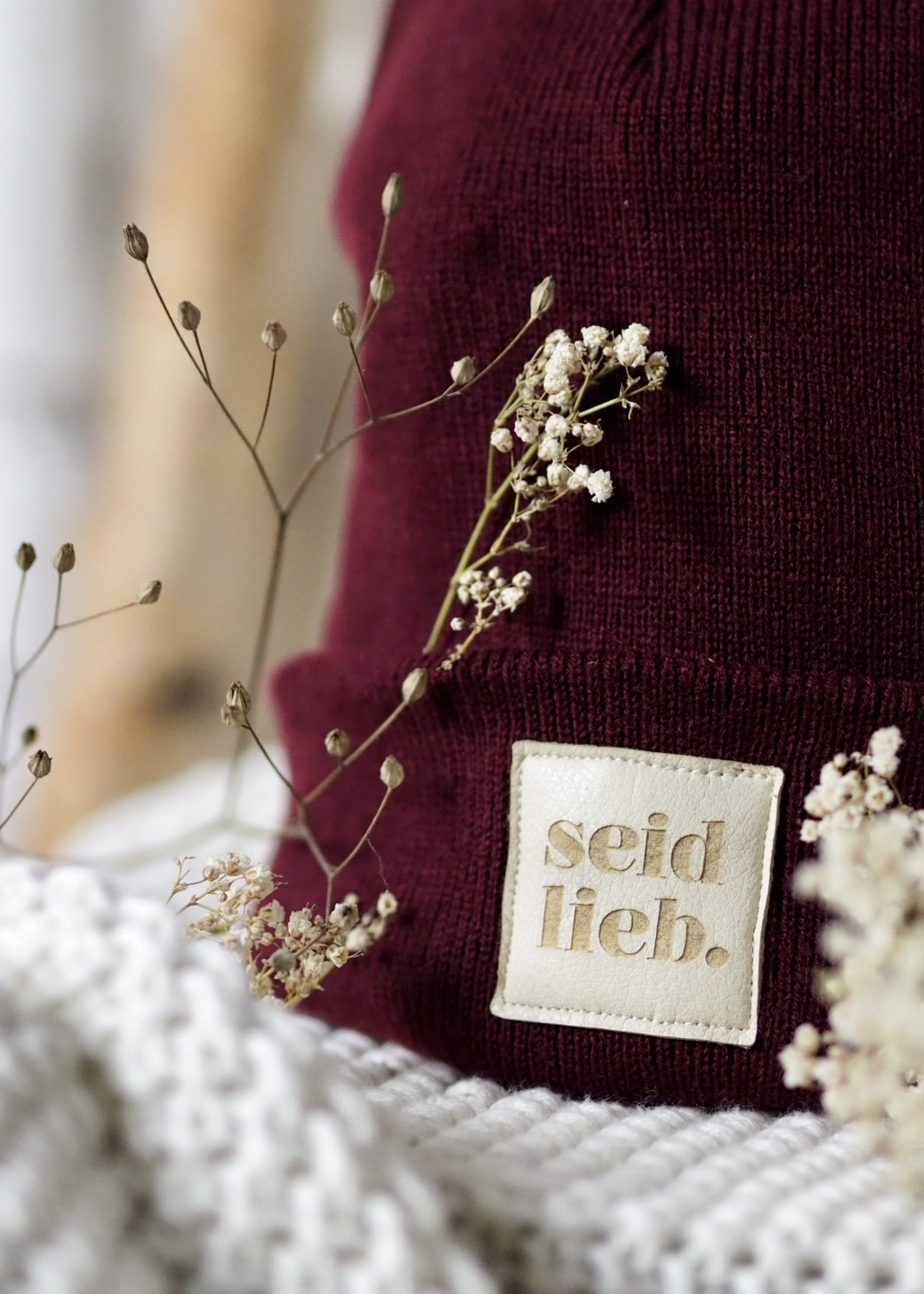 "seid lieb" Beanie bordeaux