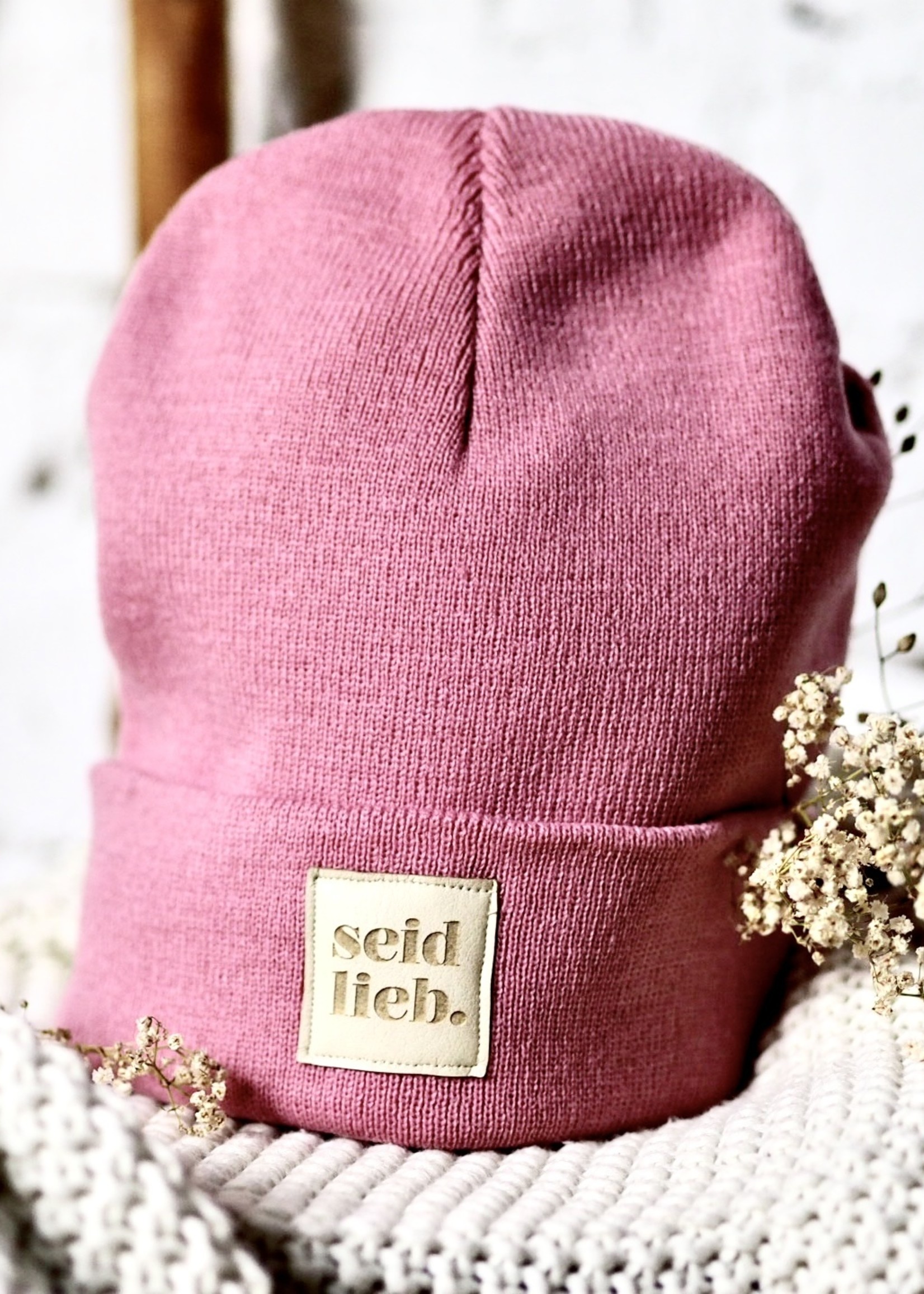 "seid lieb" Beanie altrosa