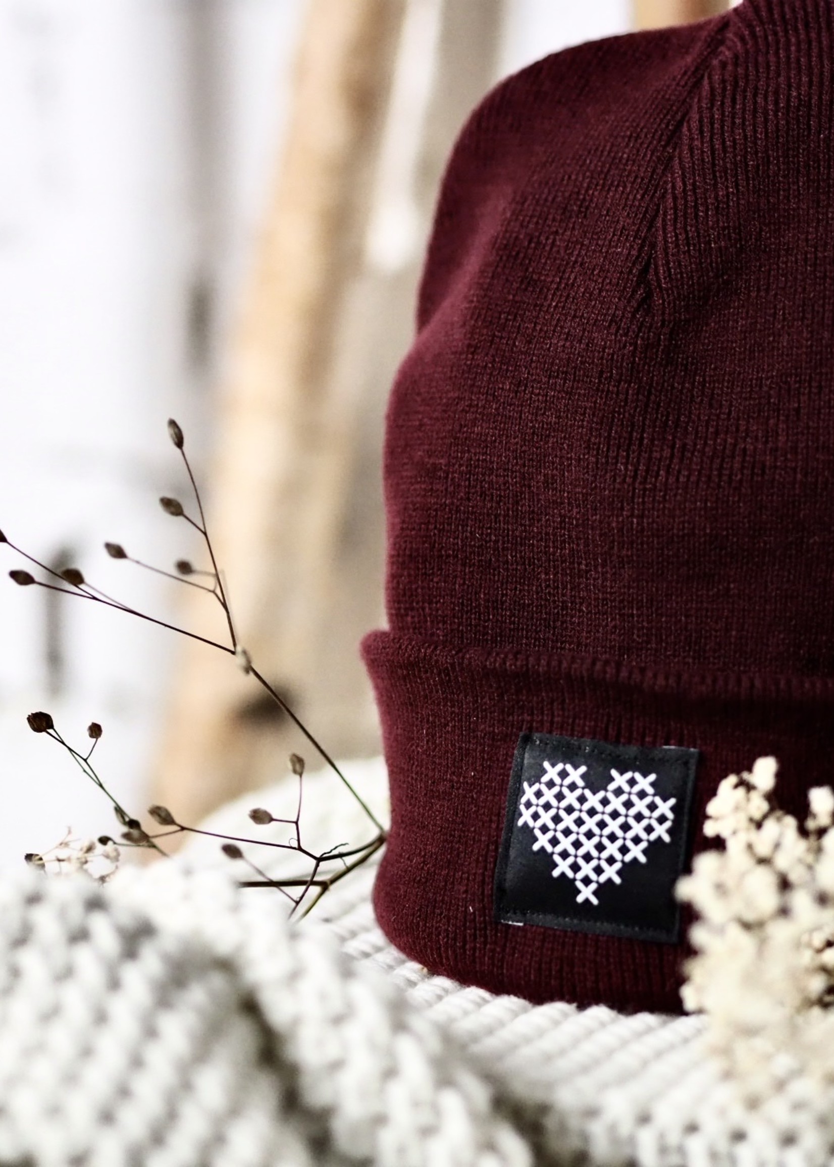 "Heart" -Beanie bordeaux