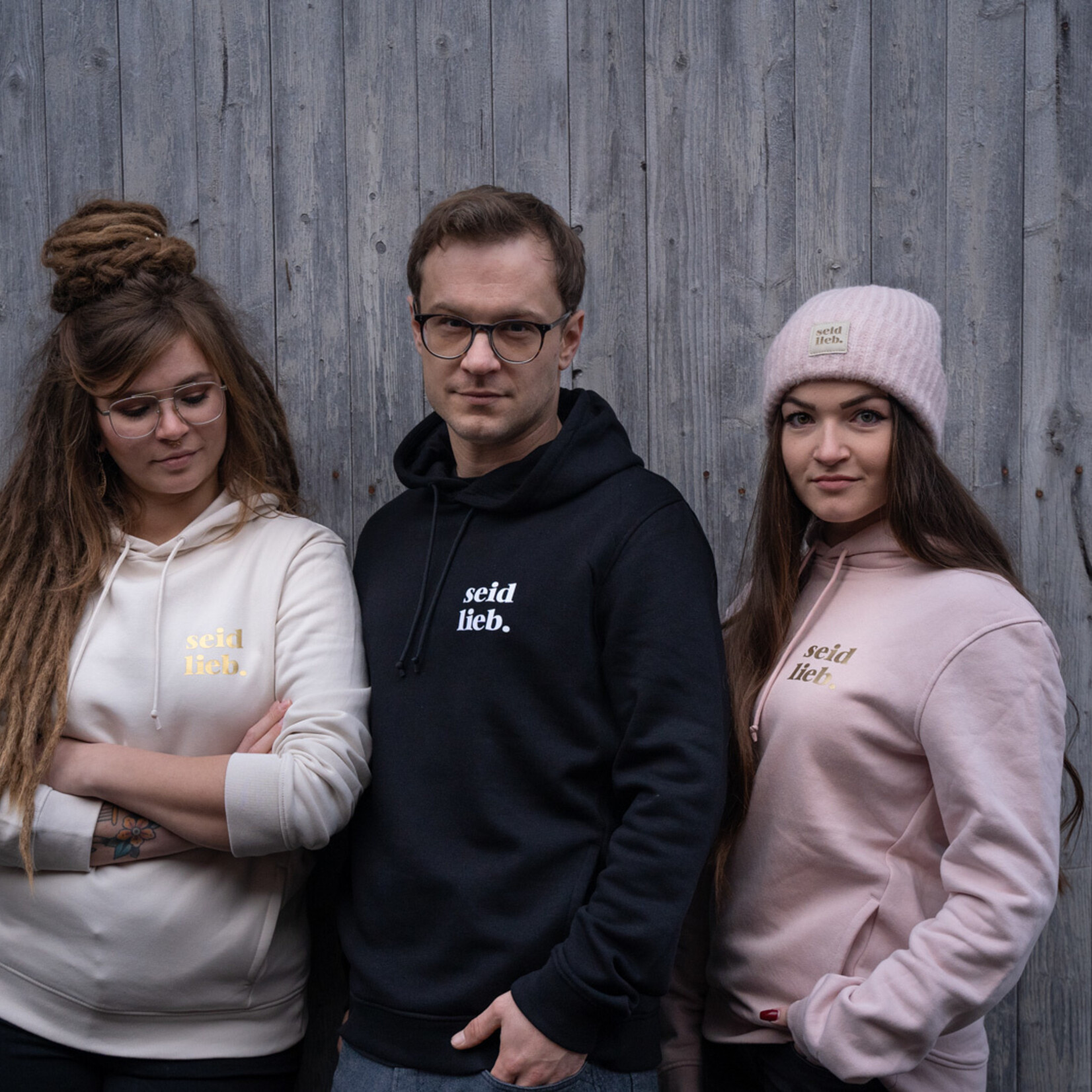 "Seid Lieb" Hoodie - pastellrosa