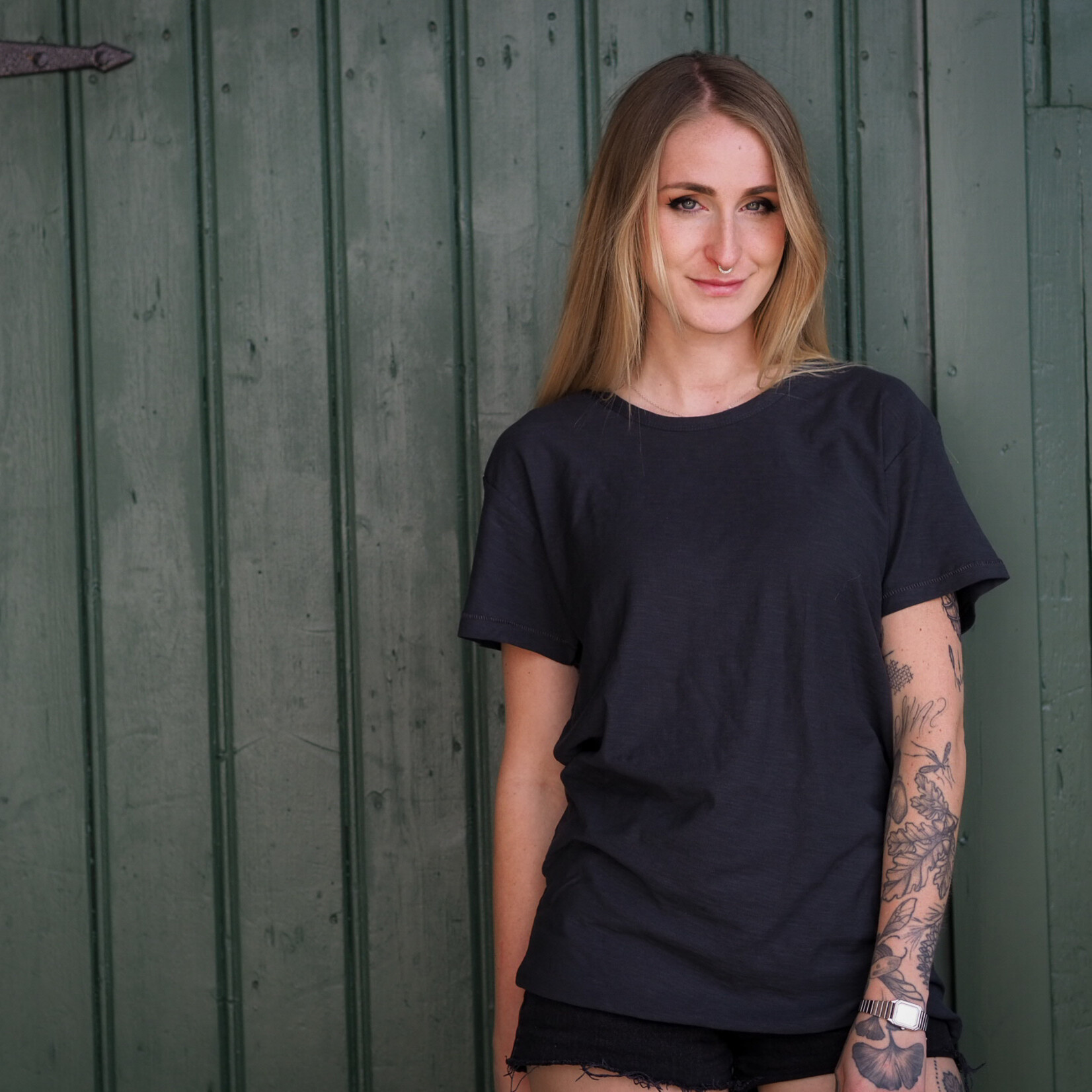 Basic shirt round neck anthracite