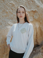 Ornamental cropped Sweater -cream heather grey