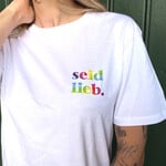 be kind.  cooperationshirt -white rainbow