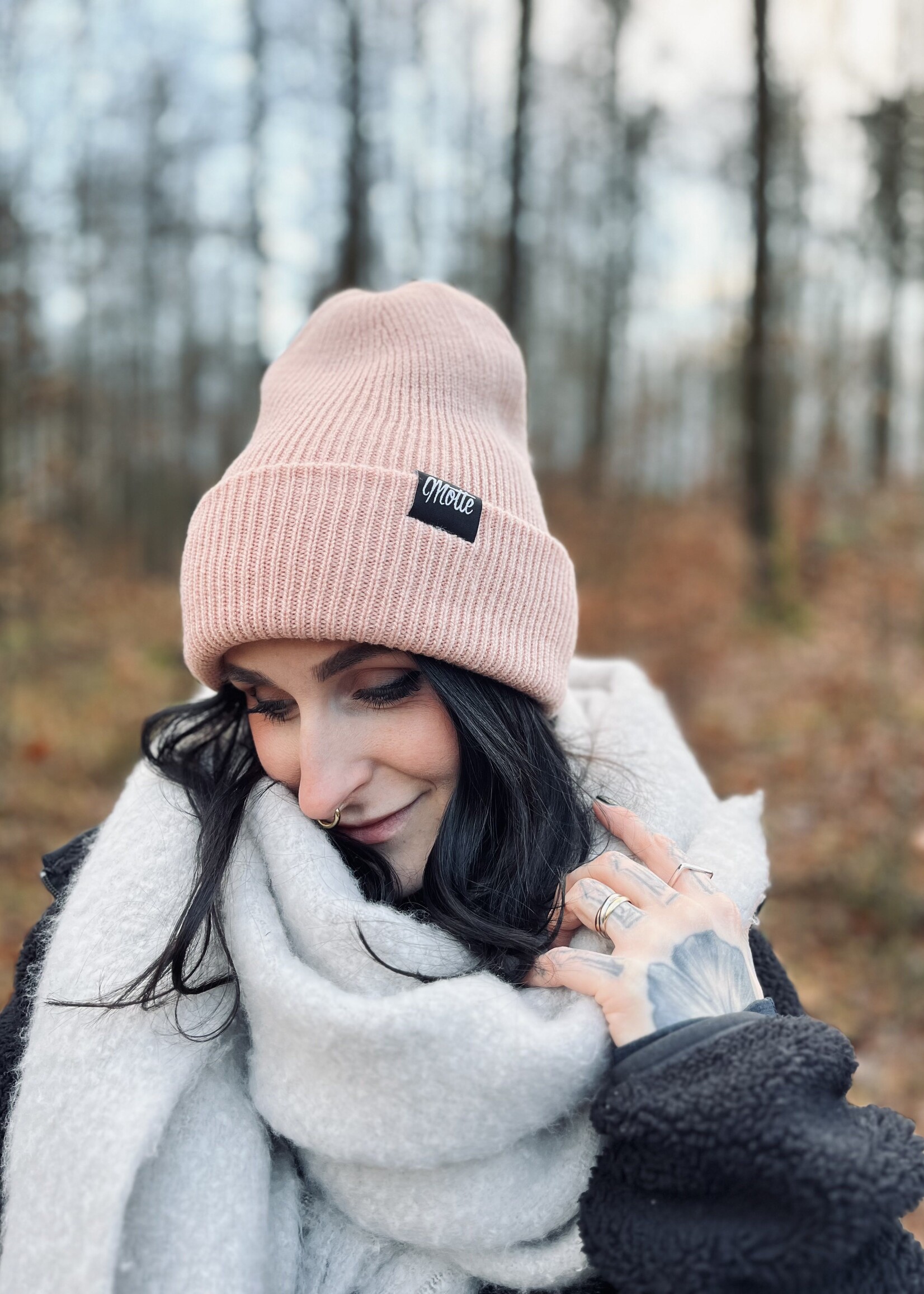 Motte Recycled Oversize Beanie -peach