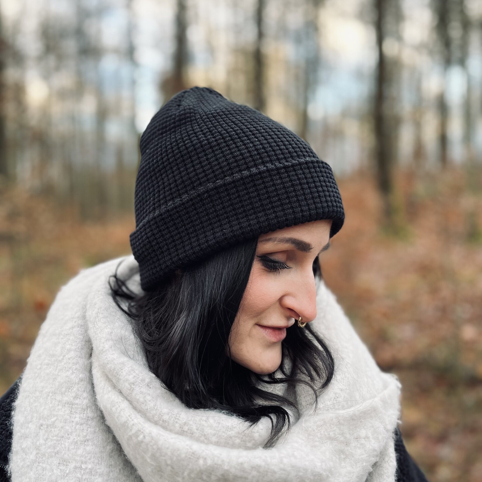 Motte BIO Waffle Beanie - schwarz