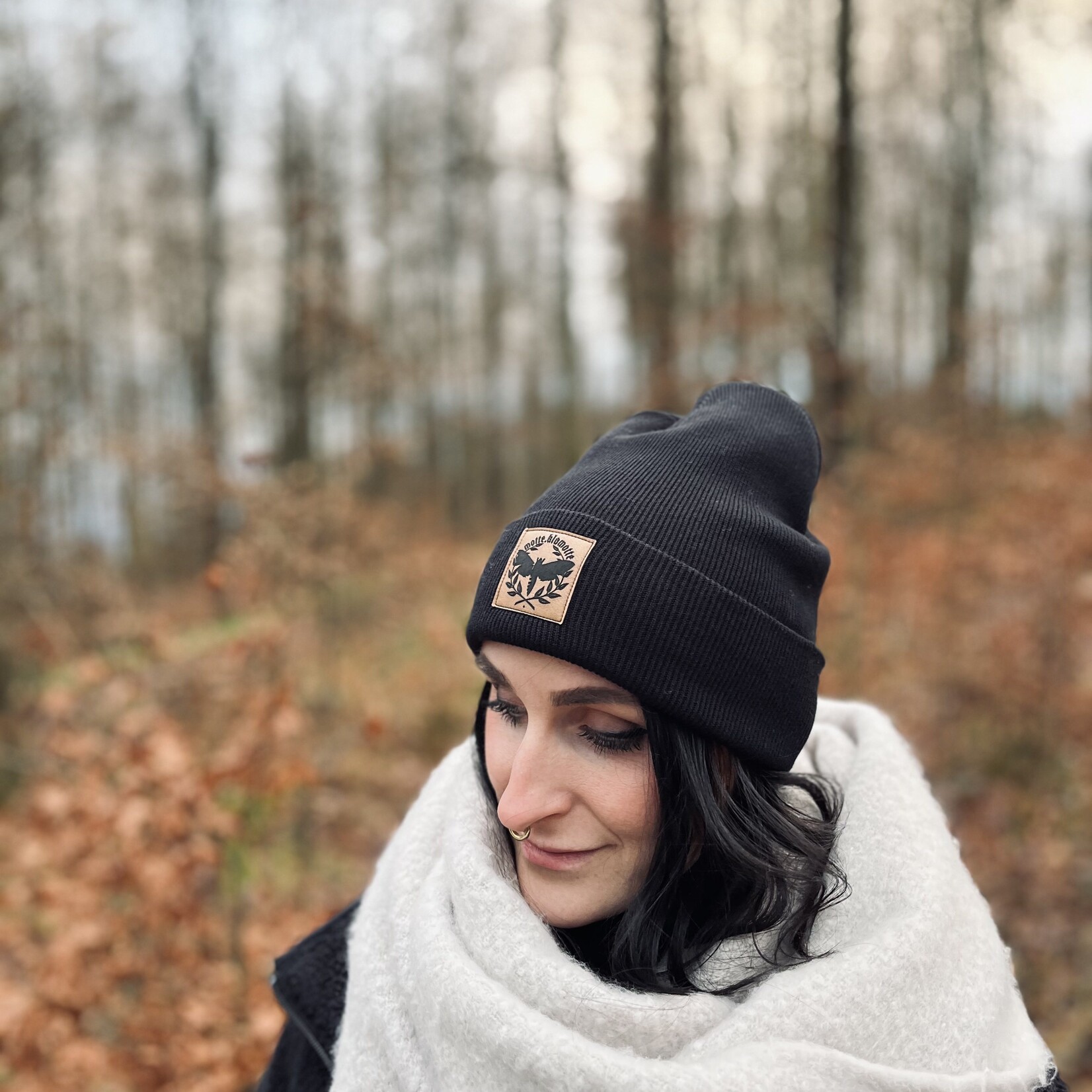 BIO Beanie Fake-Leder-Patch -schwarz