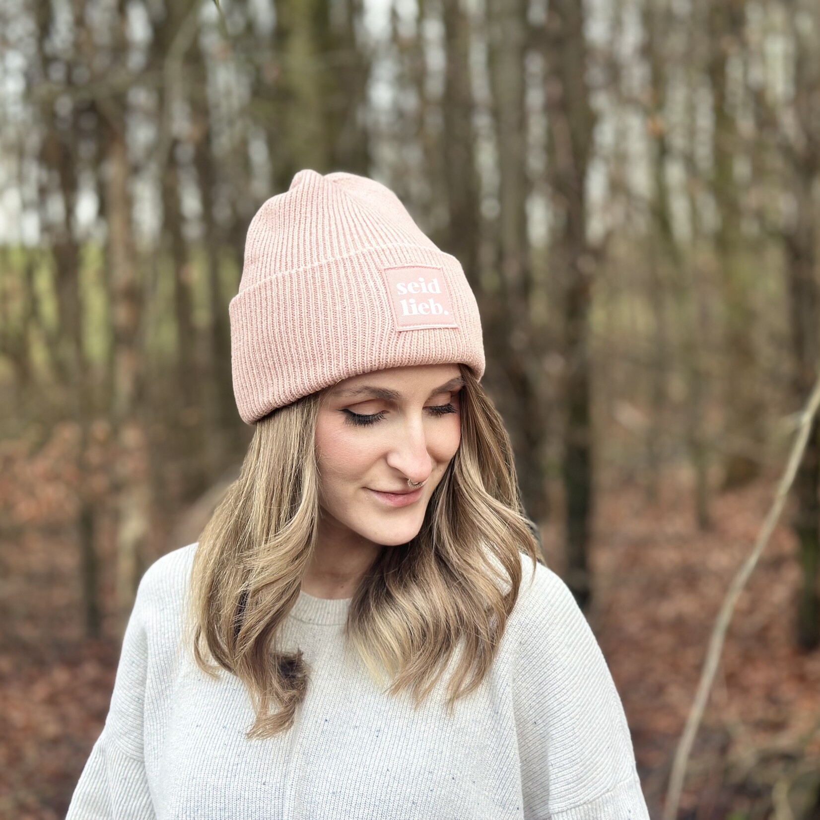Seid Lieb Recycled Oversize Beanie -altrosa