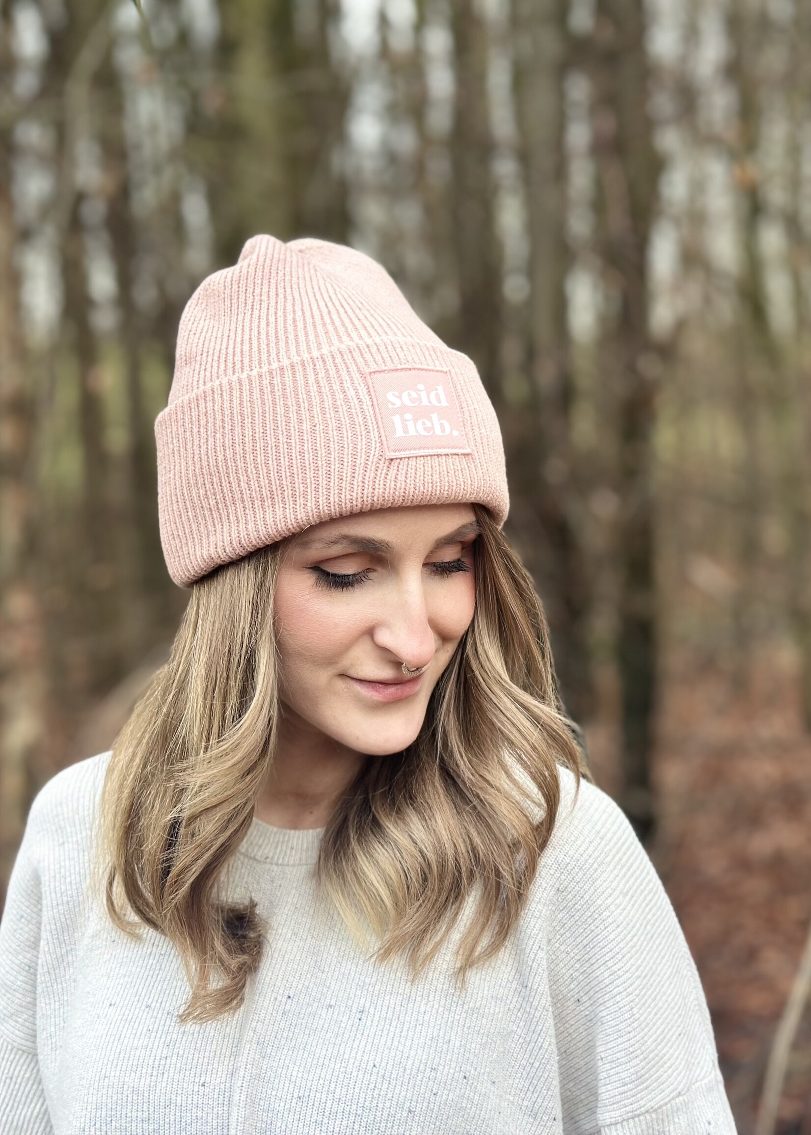 Seid Lieb Recycled Oversize Beanie -altrosa