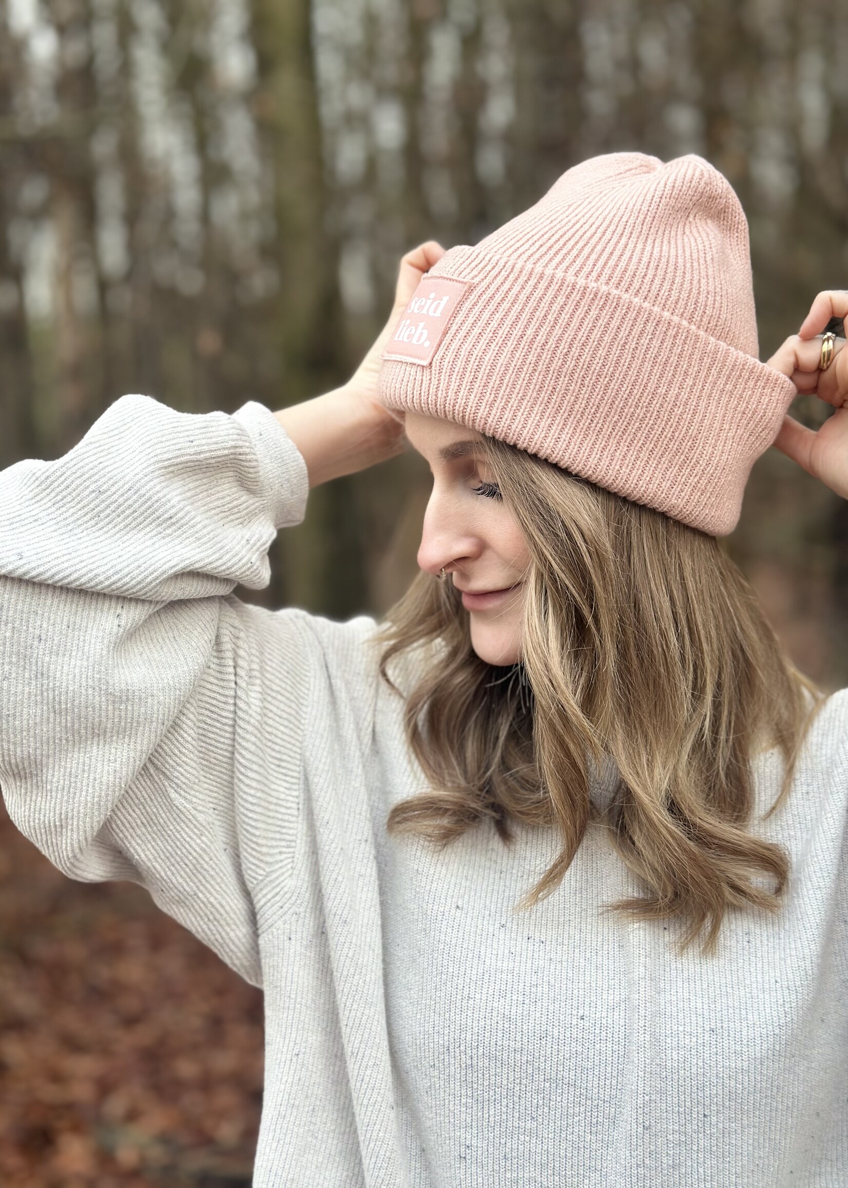 Seid Lieb Recycled Oversize Beanie -rose