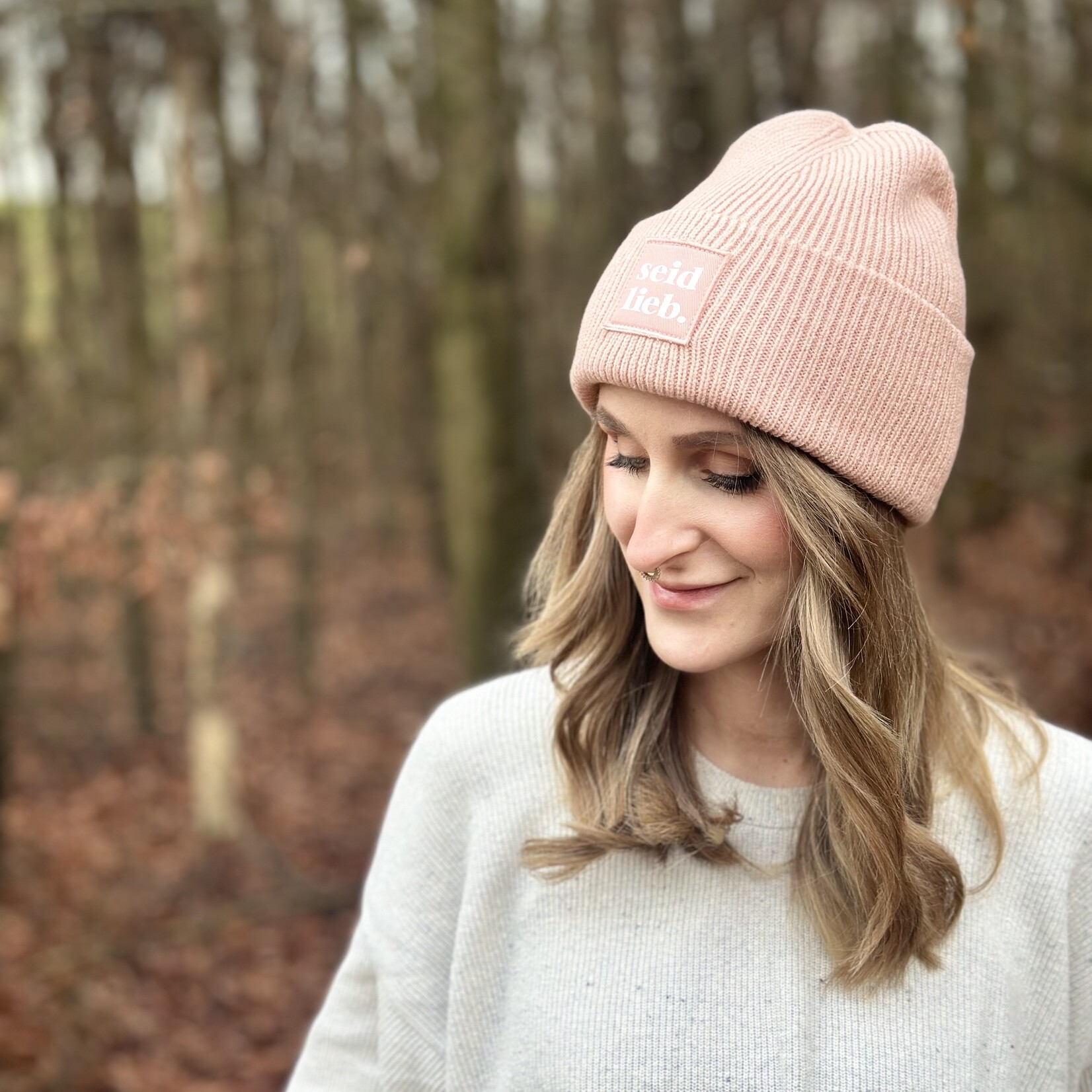 Seid Lieb Recycled Oversize Beanie -altrosa