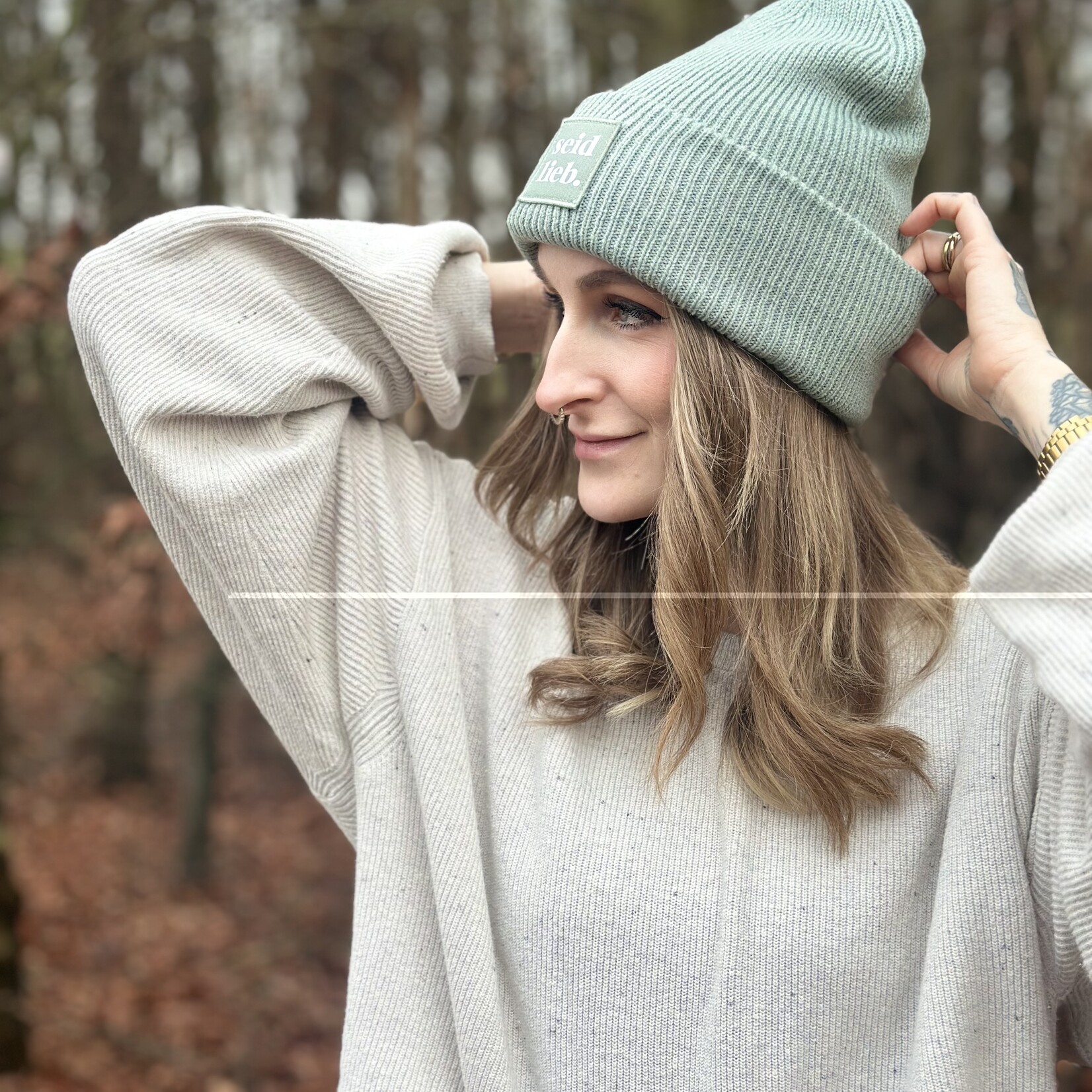 Seid Lieb Recycled Oversize Beanie -dusty green