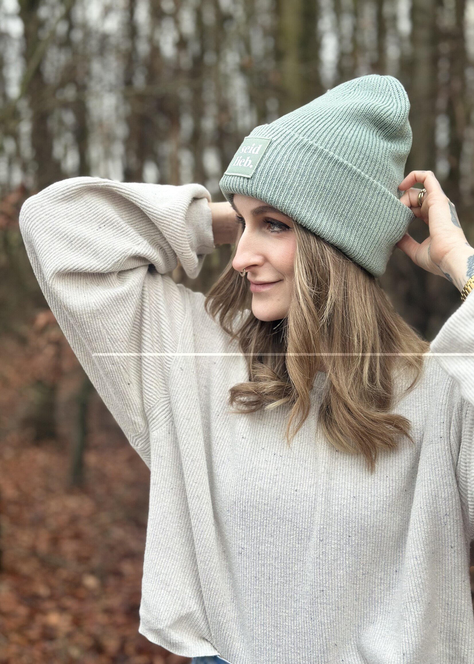 Seid Lieb Recycled Oversize Beanie -dusty green