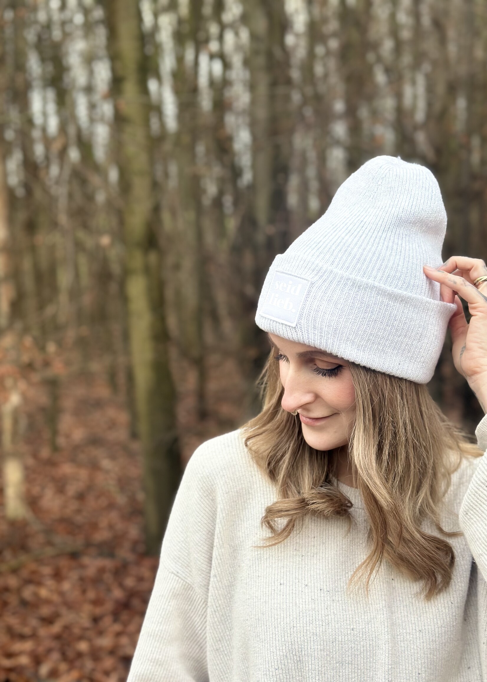 SEID LIEB recycled oversized Beanie - off-white