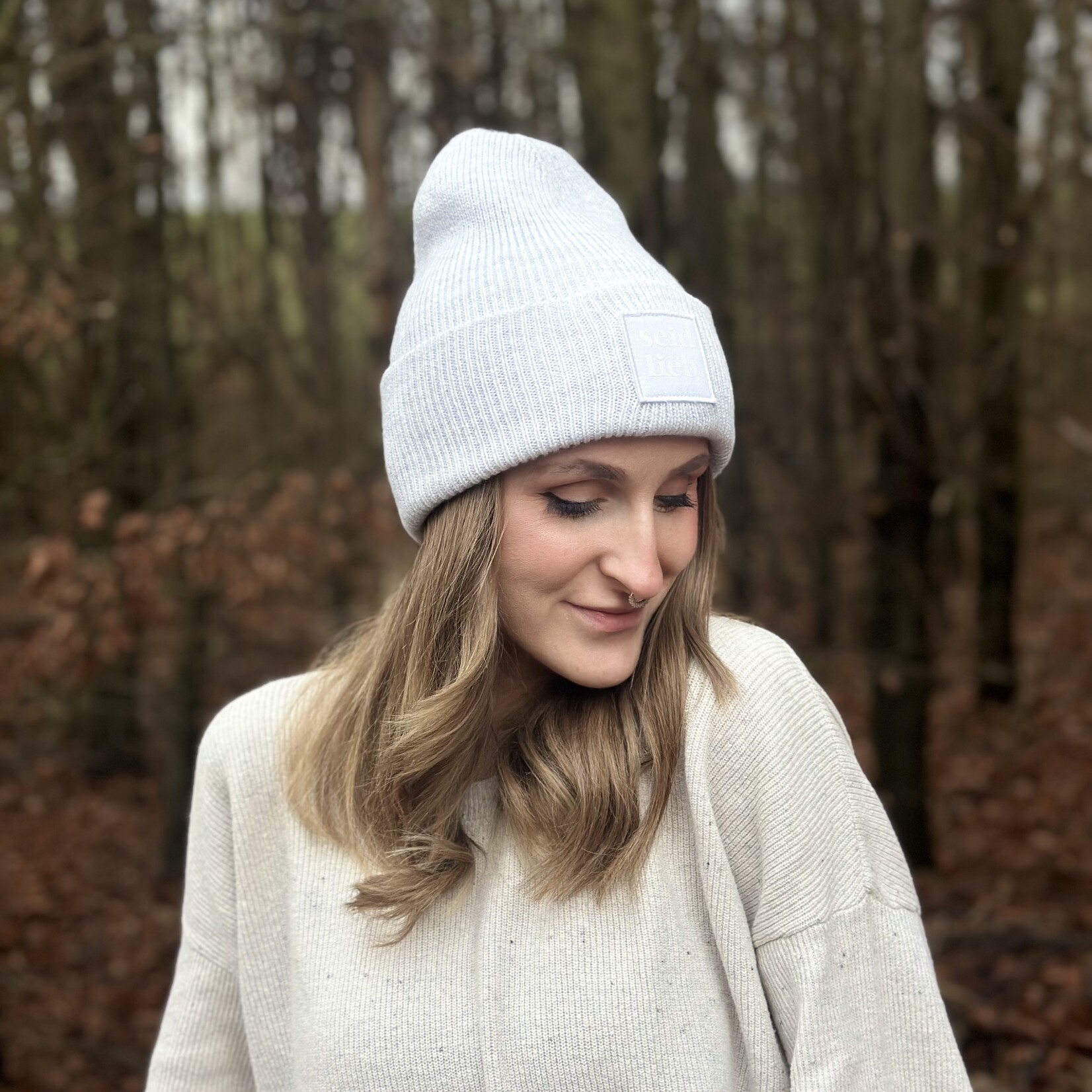 Seid Lieb recycled oversized Beanie -white